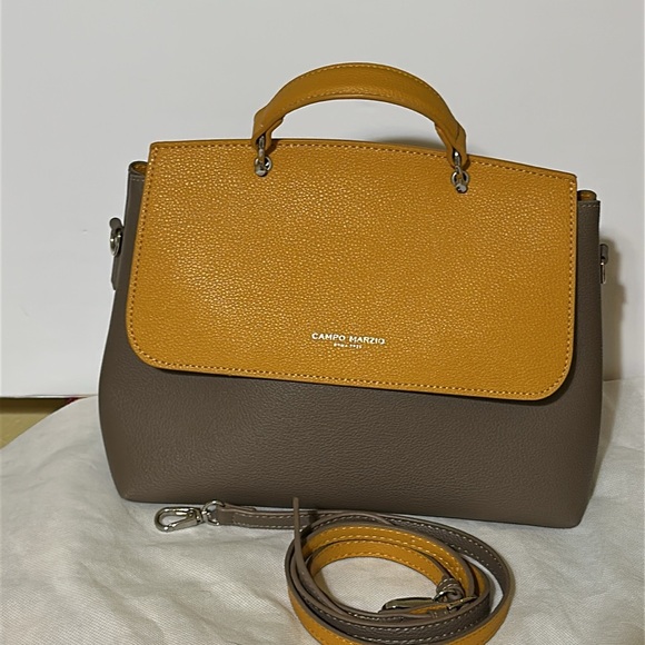 Campo Marzio Yellow and Brown Satchel with Structured Design - Picture 1 of 10